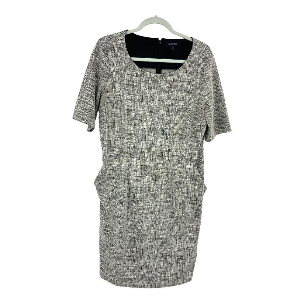 Lands End Black White Short Sleeve Dress with Pockets Size 16